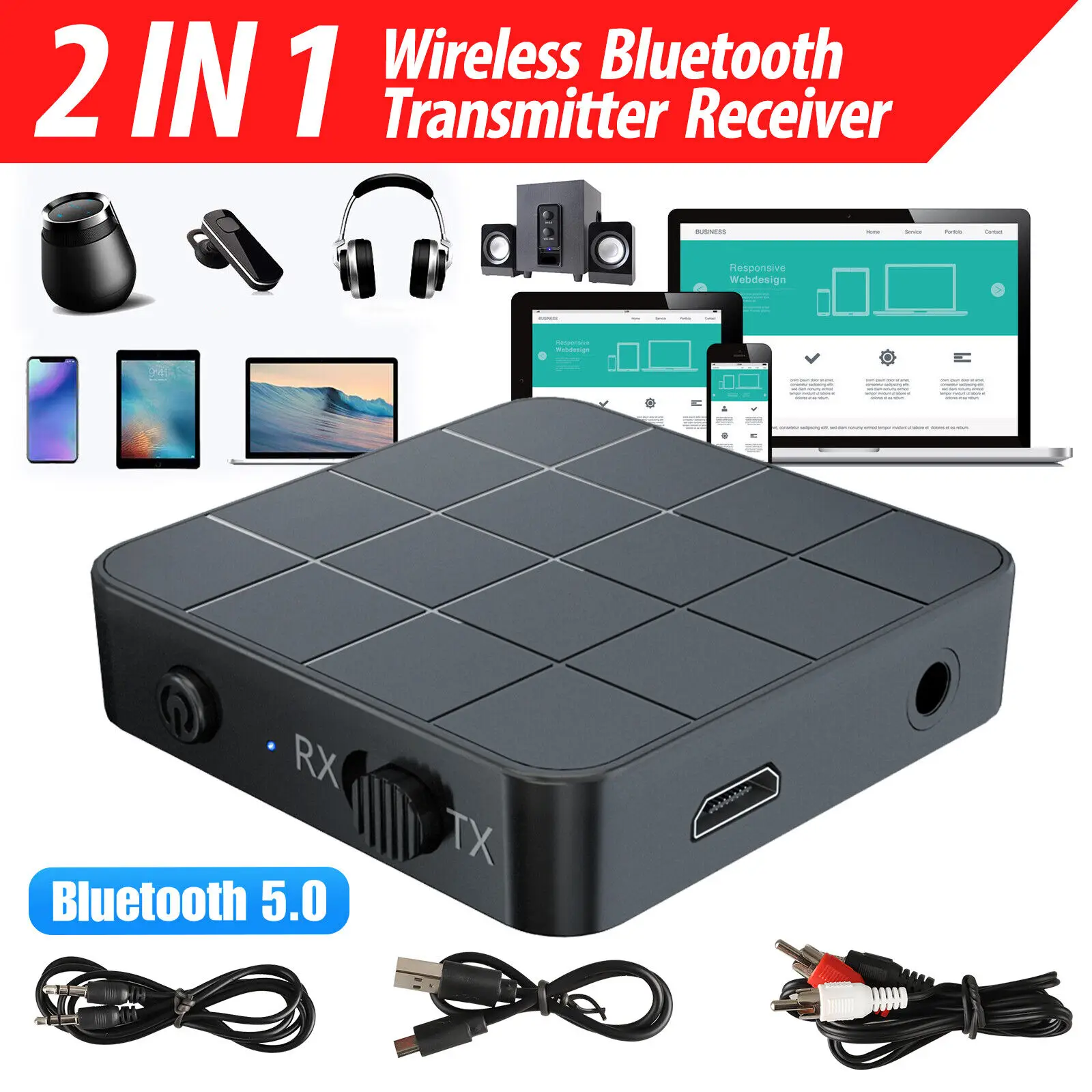 

Аудиоприемник-передатчик KN321 с поддержкой Bluetooth 5,0 и штекером AUX RCA 3,5
