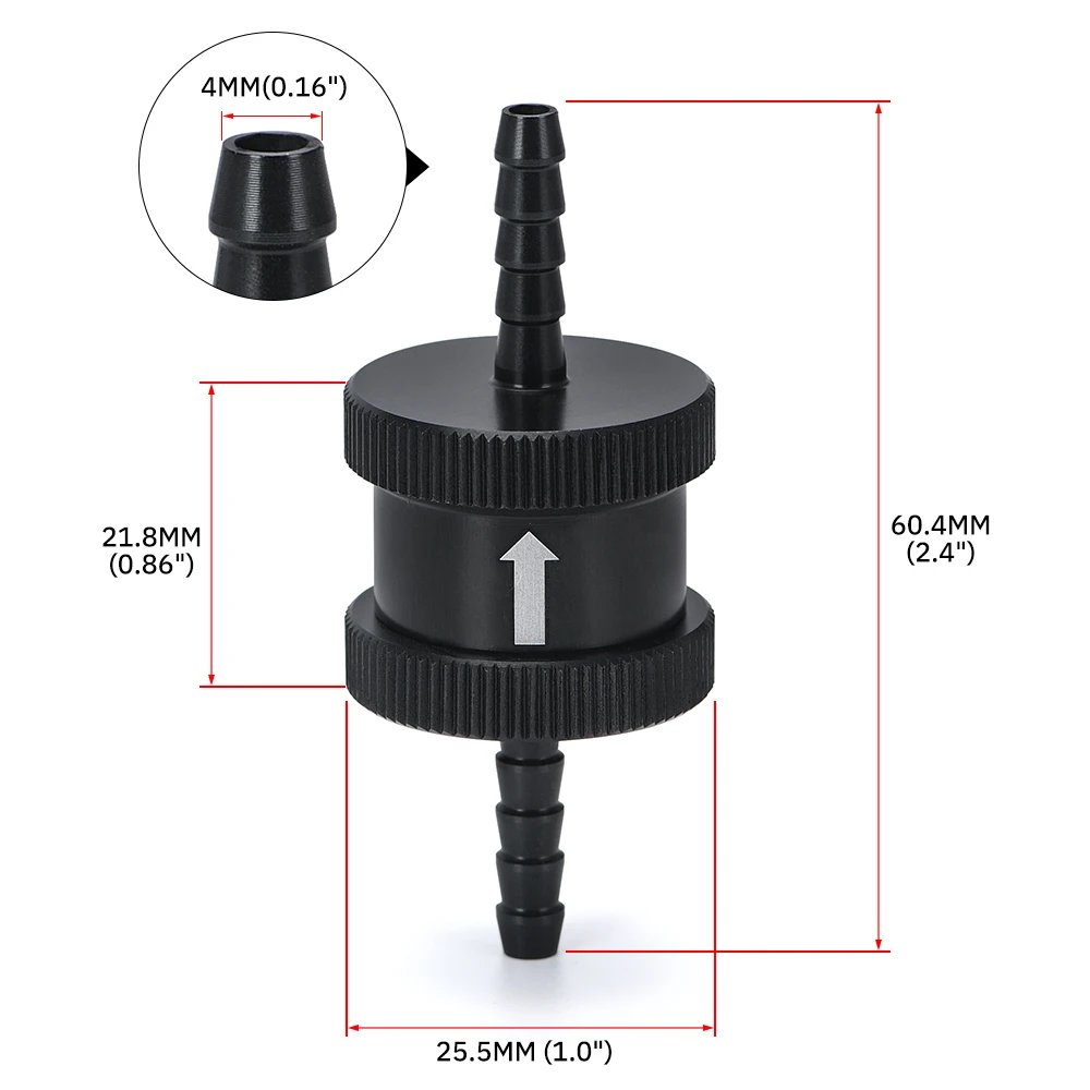 WLR-1/8" 4mm Non Return One Way Fuel Check Valve Aluminum Alloy Petrol Diesel WLR-FCV04