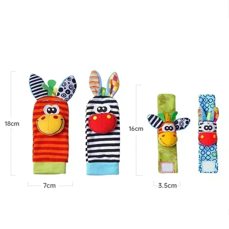 0-12 Months Baby Toy Baby Rattles Toys Animal Socks Wrist Strap +Rattle Kids Foot Socks Bug Wrist Strap Baby Socks Pacifier Toys