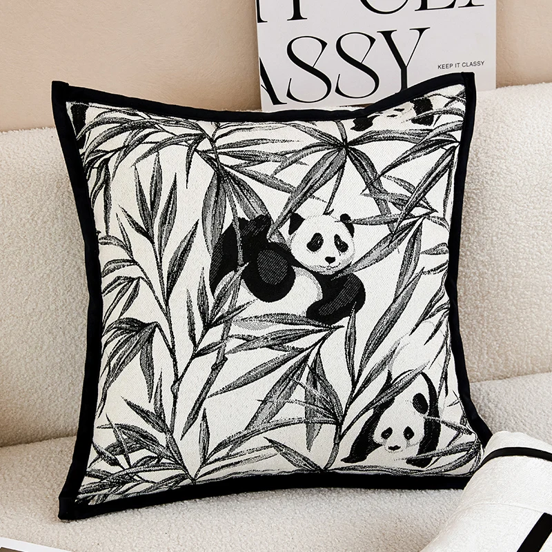 

White Black Panda Pillows Chinese Cushion Case Decorative Pillow Cover For Sofa 45x45 Luxury Soft Living Room Home Decorate