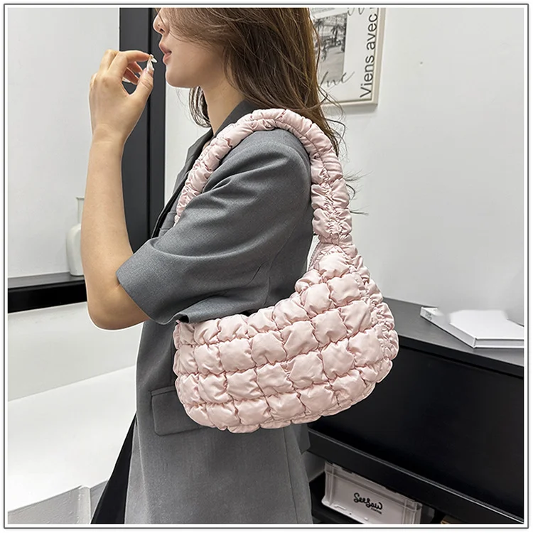 Cloud Bag New Wrinkled Dumpling Bag Puff Down Bag Versatile Lightweight Handheld Single Shoulder Underarm Women's Bag_voghion.com