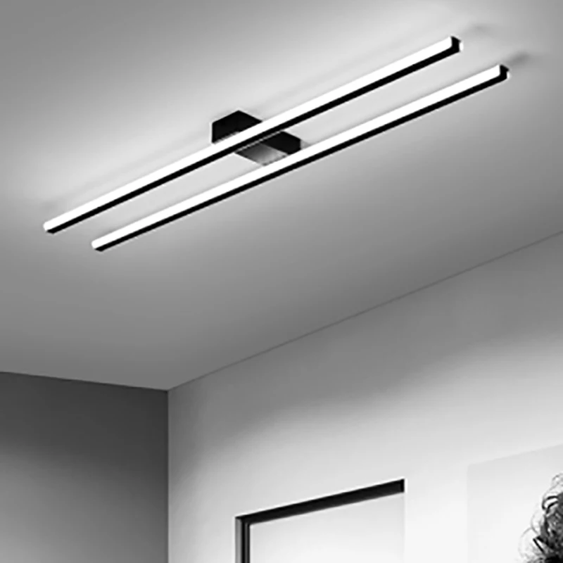 Moderne LED-Decken leuchten minimalist ischen langen Streifen schwarz weiß Deko-Lampen für Eingangs bereich Schlafzimmer Korridor Garderobe Leuchten Glanz