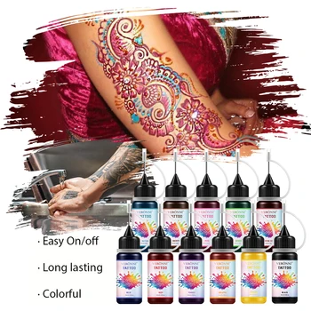 Pasta per tatuaggi con stencil, gel inchiostro per tatuaggi temporanei all'henné per pittura artistica sul corpo, pigmento fai da te professionale
