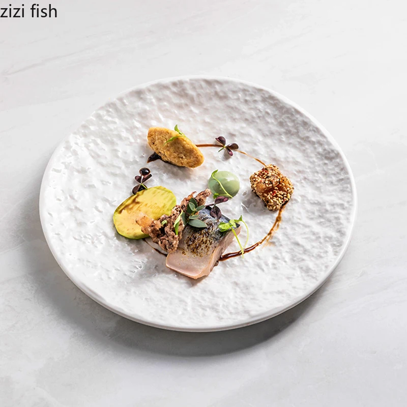 

Креативные Круглые обеденные тарелки, керамическая сервировочная тарелка, простая домашняя кухня, однотонная посуда, тарелки для стейков, кухонные блюда