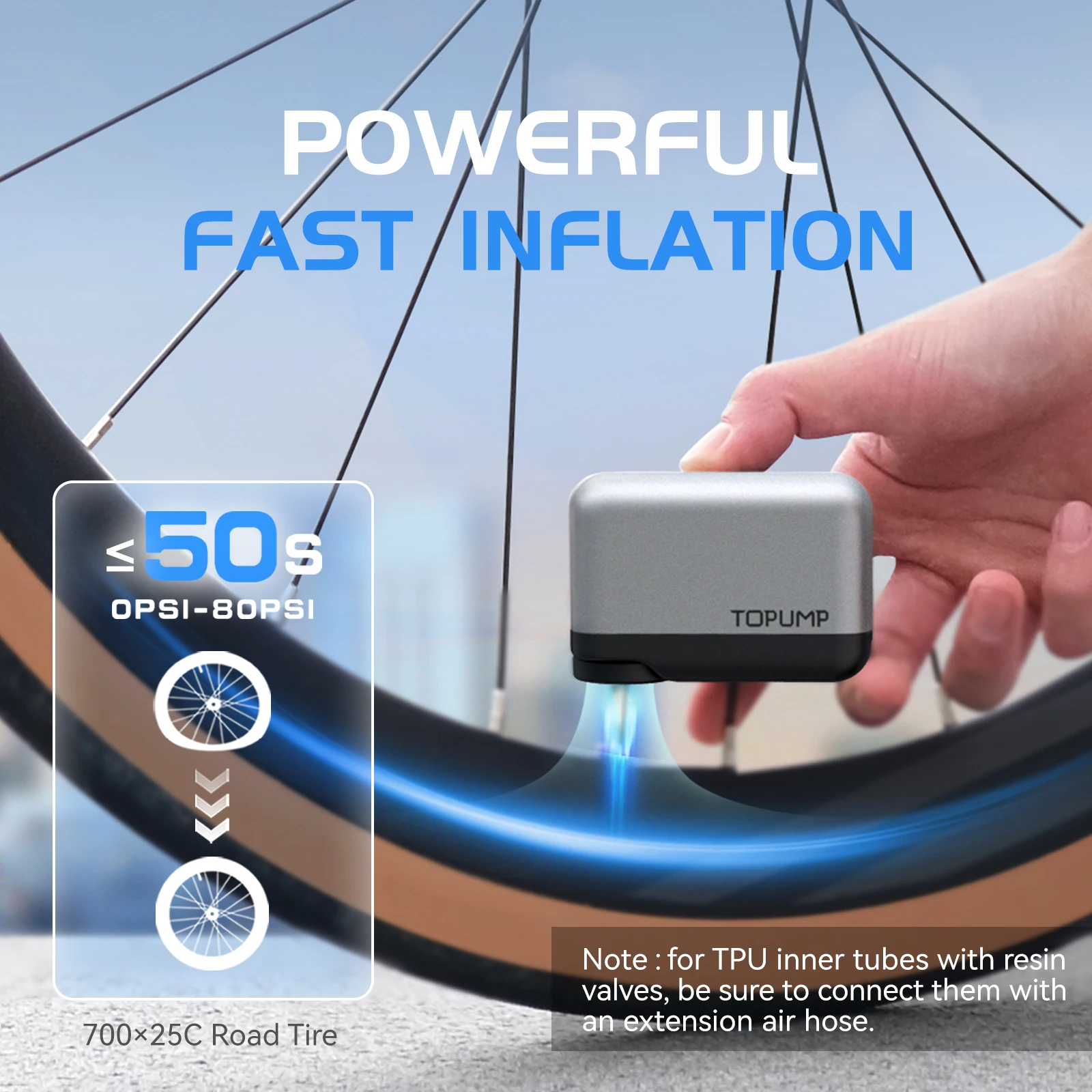 รูปสินค้า ปั๊มลมจักรยาน MINI ชาร์จได้ 120PSI 450mAh ใช้ง่าย ทุกที่ทุกเวลา
