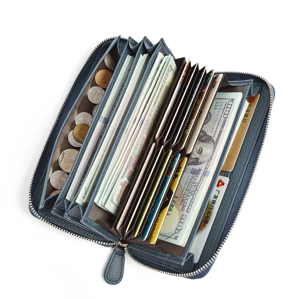 

Brand Women Clutch Wallet Luxury Zipper Long Purse Blocking Large Capacity Cowhide Phone Wallets for Women