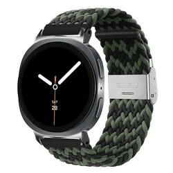 Premium Woven Nylon Strap with Stainless Steel Buckle for Galaxy Ultra Band (Black green)