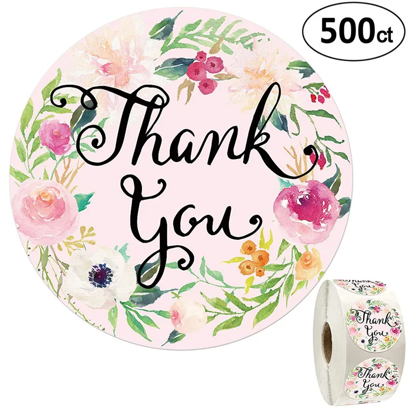

50-500 шт., круглые наклейки с надписью Thank You