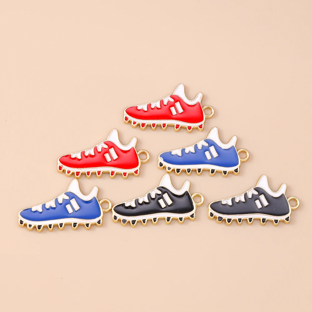 Leslie 10 Stück Niedliche Sneaker-Anhänger Emaille-Sportcharms für DIY Halsketten Ohrringe Handgemachte Schmuckherstellung