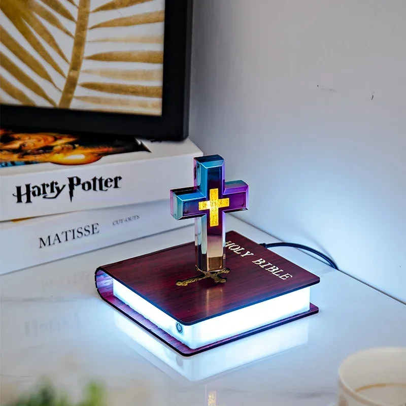 Nieuwe Meerkleurige Schakelende Kruis Begraaflaats 라이트 위트 플라스틱 Kruis Buiten Religieuze Jezus Geloof Meubeldecoratie