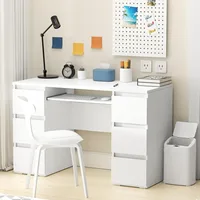 Computer Desk with 6 Drawers, 47 Inch Writing Wood Desk with Drawers PC Laptop Vanity Makeup Desk, Work Study Table Desk White 1