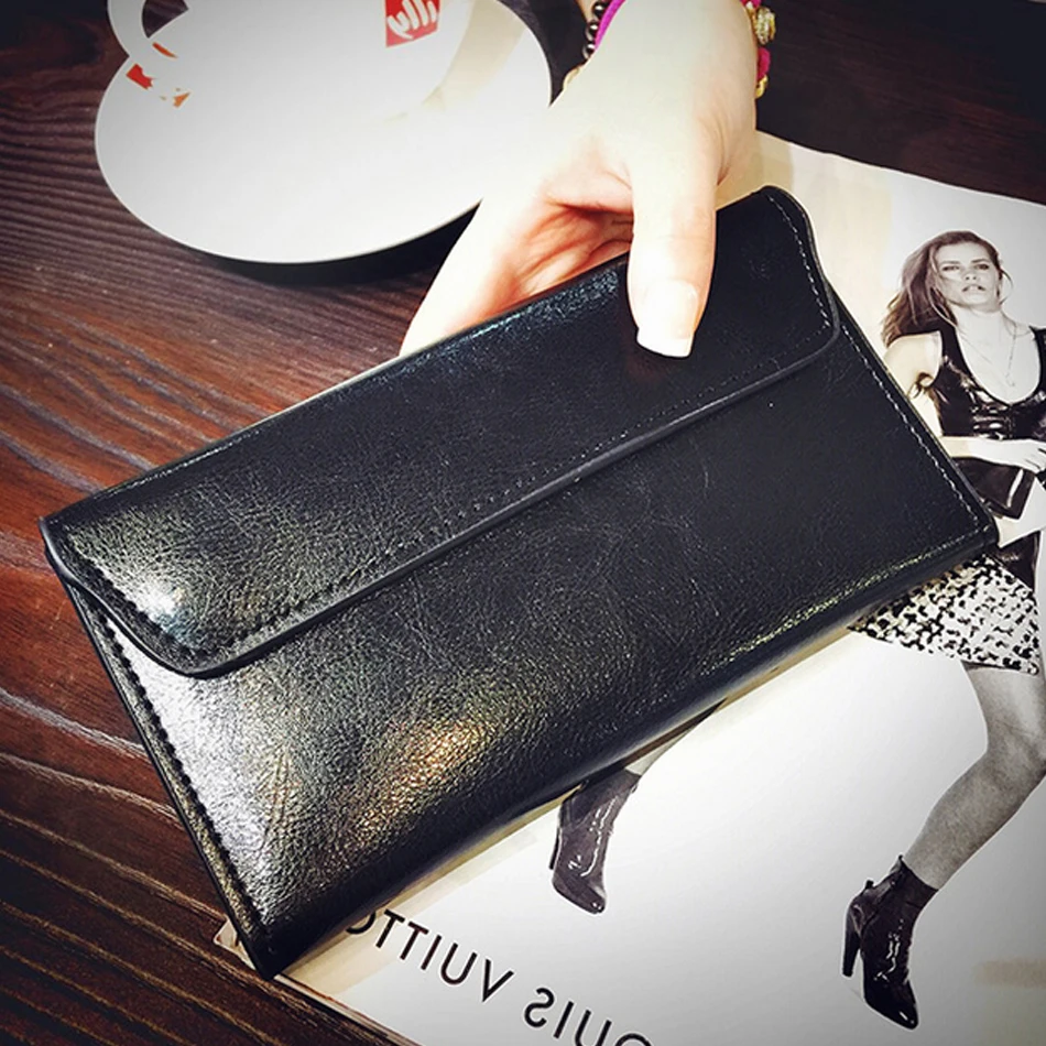 Sunny Beach Brand Genuine Leather Women Wallet Long Thin Purse Cowhide  Multiple Cards Holder Clutch Bag Fashion Standard Wallet