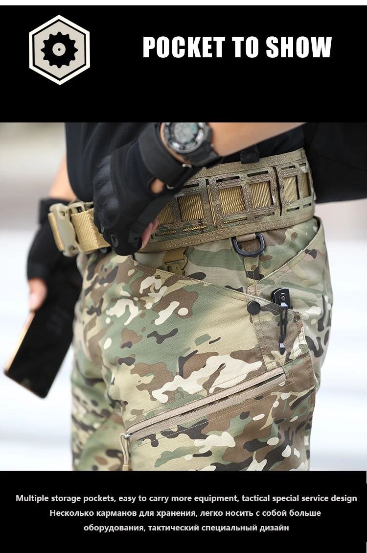 Pantalon Cargo Tactique Homme Camouflage - Multi-poches, Renforts, Pour Randonnée, Chasse, Airsoft, Travail