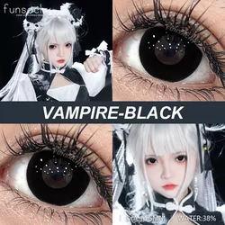 Vampire Cosplay Halloween Contact Lenses - Strange Colored Blind Black Mesh White Contacts (VAMPIRE - BLACK)