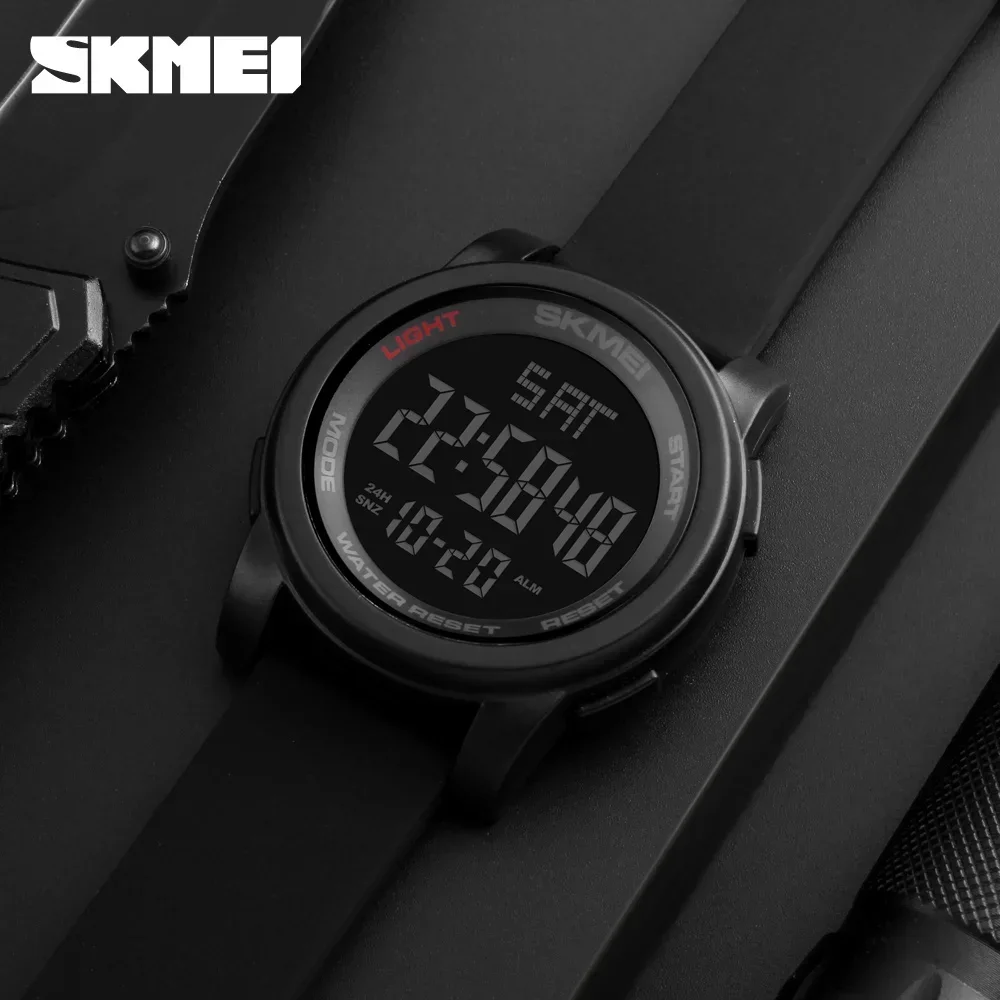 SKMEI 1257 Sport Digital Watch for Men LED Display Waterproof Electronics Mens Wristwatch Military Alarm Clock 1142 Reloj Hombre 4