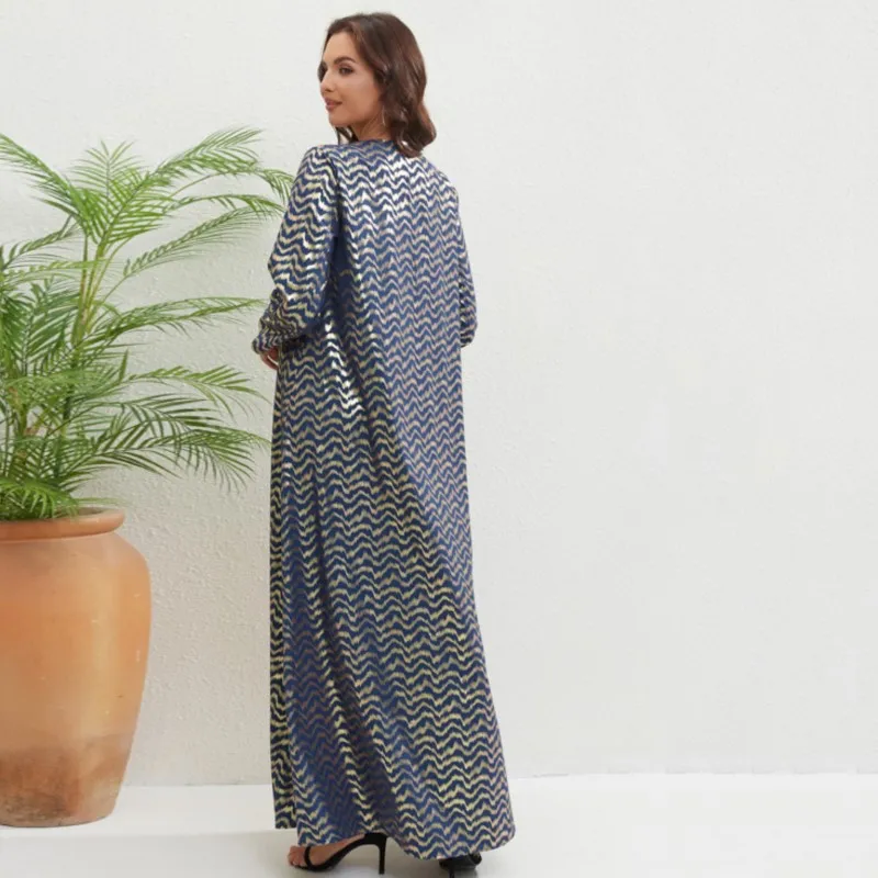 Casual Ladies Robe Maxi Dress Muslim African Dress Long Sleeve V Neck Loose Printed Classic Ethnic Dress 2023 Fall Vestidos XL