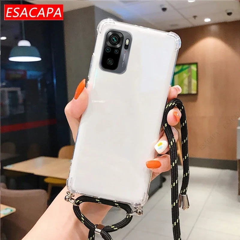 Transparent Shockproof TPU Crossbody Lanyard Case with Strap Cord Necklace
