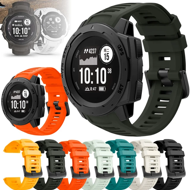 ل Garmin غريزة 2/غريزة التكتيكية المد الشمسية المزدوج الطاقة الأصلي حزام  حزام الساعات سيليكون الفرقة سوار أسود مشبك - AliExpress