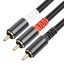 High - Fidelity RCA Male to Dual RCA Male Audio Cable Y Splitter Adapter for Speakers & Subwoofers (1 to 5m) (Black)