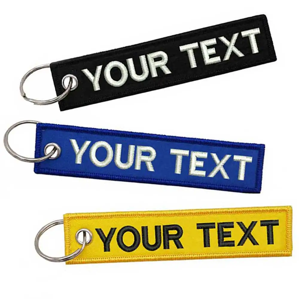 Embroidery Keychain Personalized Double-sided Custom Text Tag for Motorcycles Cars Scooters