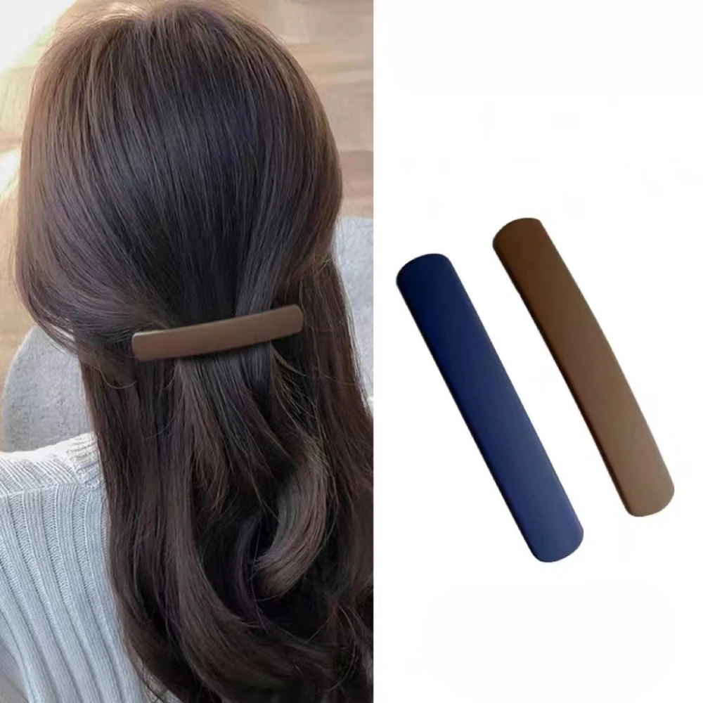 1 stuk elegante matte platte haarspeld met veer voor dames en meisjes, antislip, stevige haarclip voor paardenstaart, feestaccessoires_voghion.com