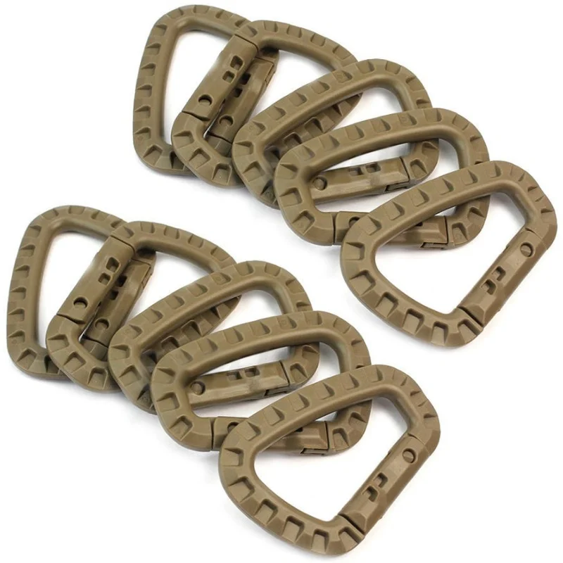 

10PCS Outdoor EDC Gear D Buckle Carabiner Snap Hook Clip ITW Hiking Camping Climbing Equipment Utility Keychain Clasp Muti Tool