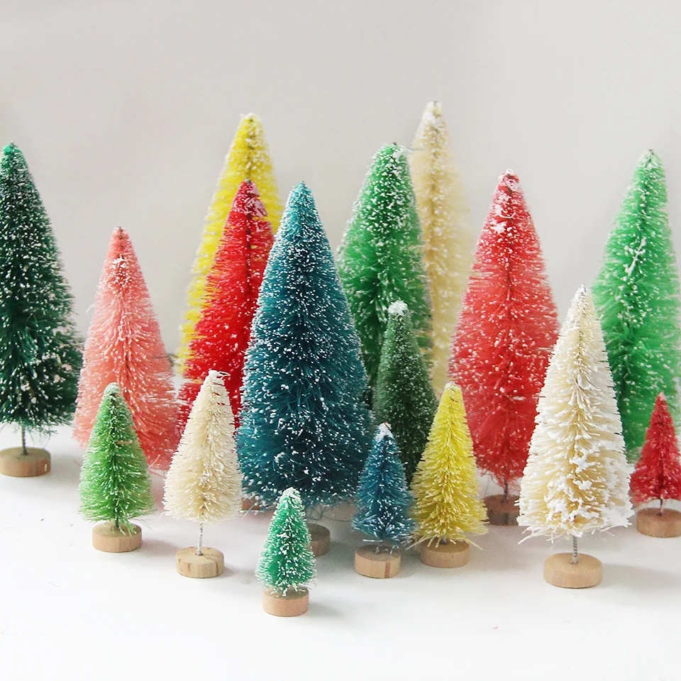 8Pcs/set Mini Christmas Pine Tree Multi Size Colorful Trees Xmas Home Desktop Ornaments Noel Party Table Decorations Supply christmas tree ornaments mini christmas tree