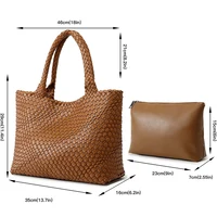 Sacs à main de styliste en tricot pour femmes, sac à bandoulière simple de grande capacité en cuir PU, sacs de voyage de plage 6