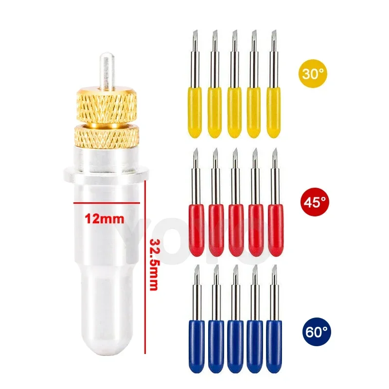 

LiYu ROLAND Plotter Blade Holder Housing 12mm + 30/45/60 Degree Cutting Plotter Blade Vinyl Cutter