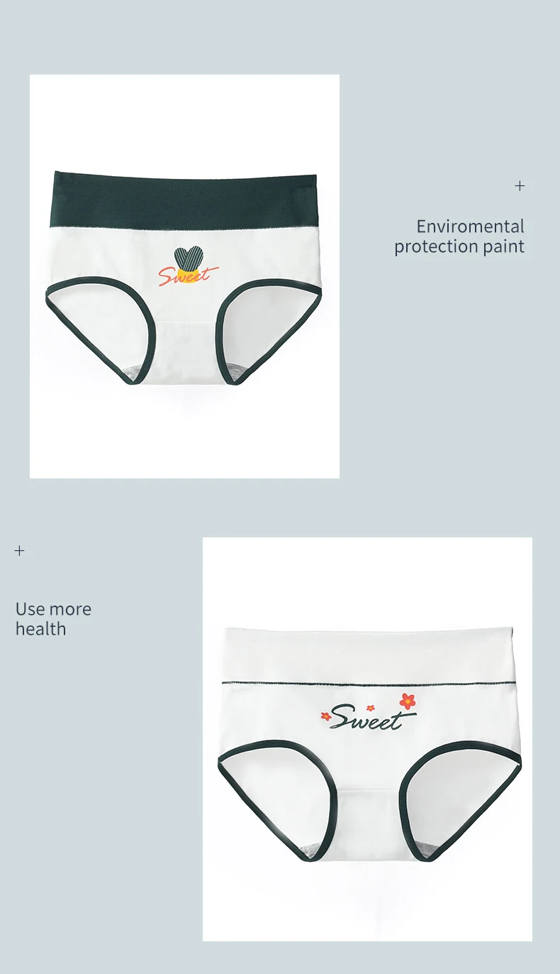 4Pcs/Set High Waist Cotton Panties Women Body Shaper Underwear Fashion Print Panty Girls Briefs Seamless Female Lingerie