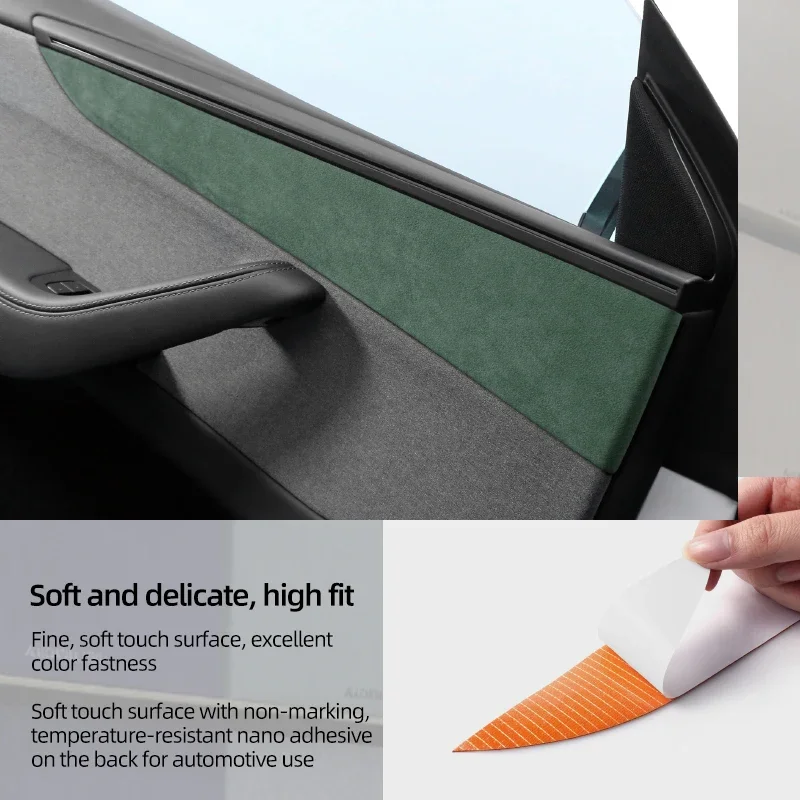 Tesla Model Y Juniper 2025 용 Betterhumz-Alcantara 도어 스트립 장식 트림 스티커로 제작 자동차 인테리어 튜닝 액세서리
