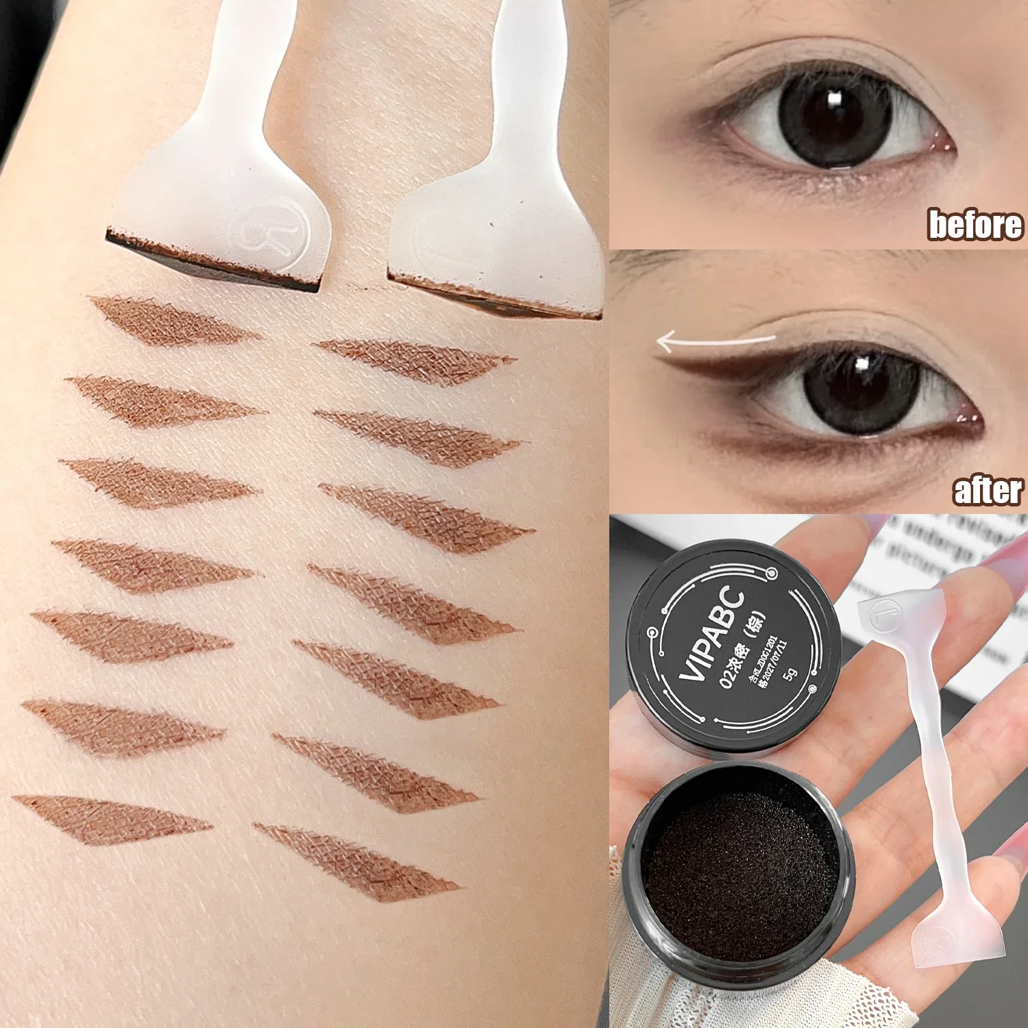 Eyeliner Stamps Black Brown Eyeliner Stamp DIY Eye Liner Extension Stamps Eyelash Seal Waterproof Long Lasting Fast Dry Eyes Makeup Eye Template