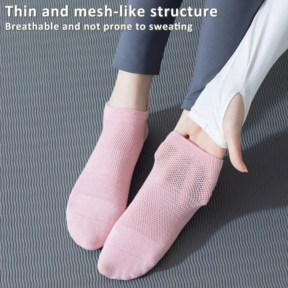 Non-slip Cotton Low Cut Short Gym Fitness Dance Sports Socks Professional Floor Pilates Socks Mesh Breathable Yoga Socks