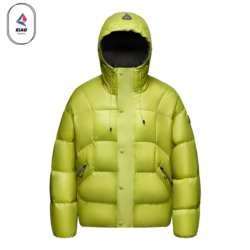 eiao Lightweight Down Jacket Men Ski Camping Waterproof Windproof Puffer Jackets 2025 Winter Fashion White Duck Down Filler Coat