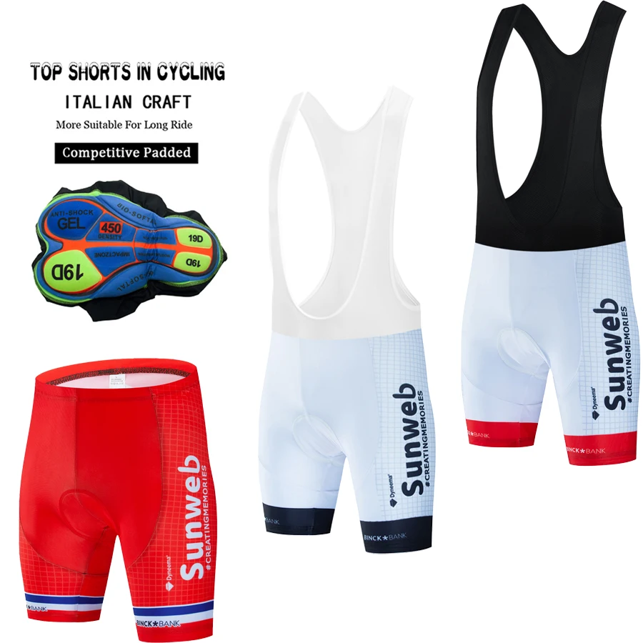Sunweb Summer Cycling Shorts Men's Bike Pants MTB Shockproof 19D Gel Pad Tights Breathable Road Racing Bicycle Sports Clothing Cycling Shorts