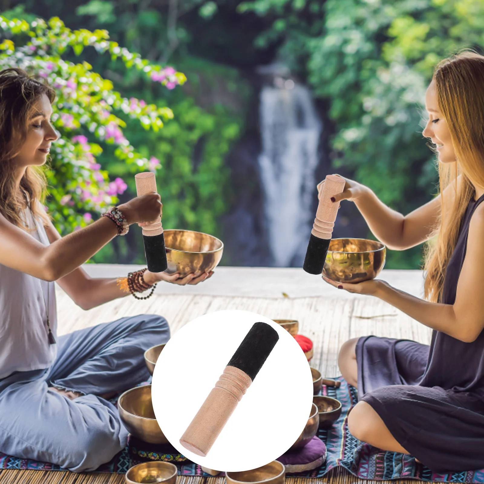 

Tibetan Singing Bowl Singing Bowl Stick Chanting Bowls Stickers Ornaments Tool Meditation Sound Wooden Mallet Parts Child