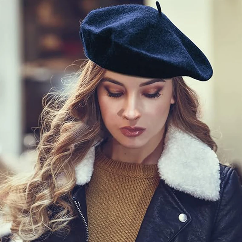 6 pezzi cappello berretto di lana tinta unita francese Beanie