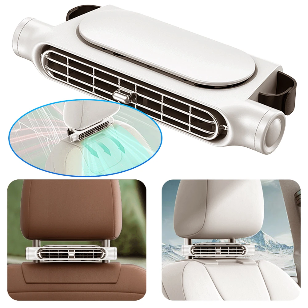 Portable Car Seat Fan 3 Speeds Adjustable Car Seat Headrest Fan USB Powered Car Seat Cooling Fan for Front Rear Seat Passenger