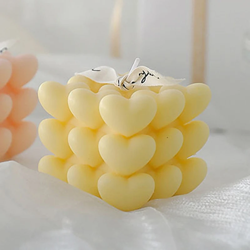 Love Cube Aromatherapy Candle Mold DIY Epoxy Plaster Baking Mousse Decorative Silicone Mold