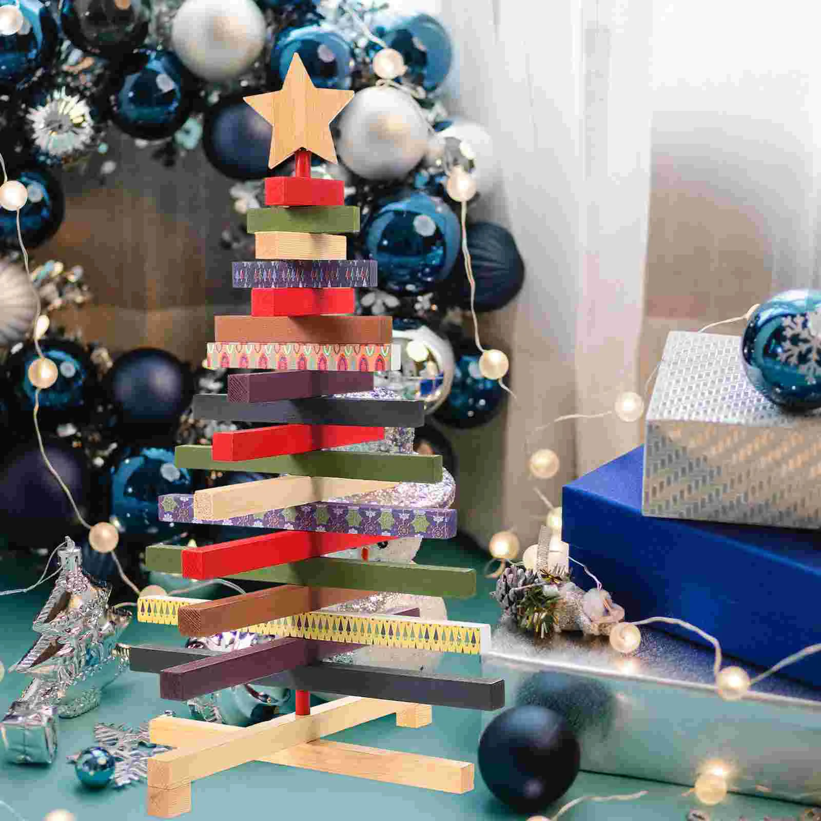 

Christmas Table Decor Decorative Wooden Crafts Xmas Desktop Supplies Decorate Tree Decorations