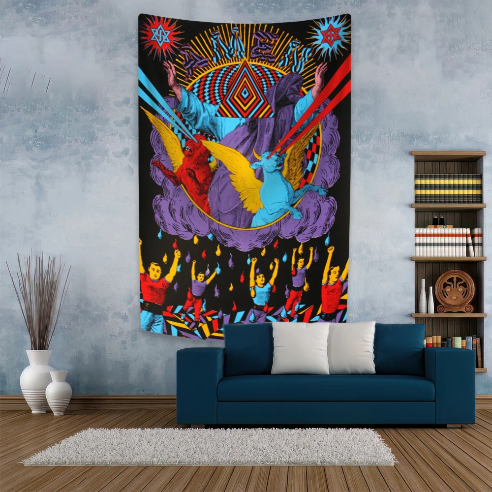 Tapestry decor psychedelic collage art poster printed hippie wall hanging yoga mat