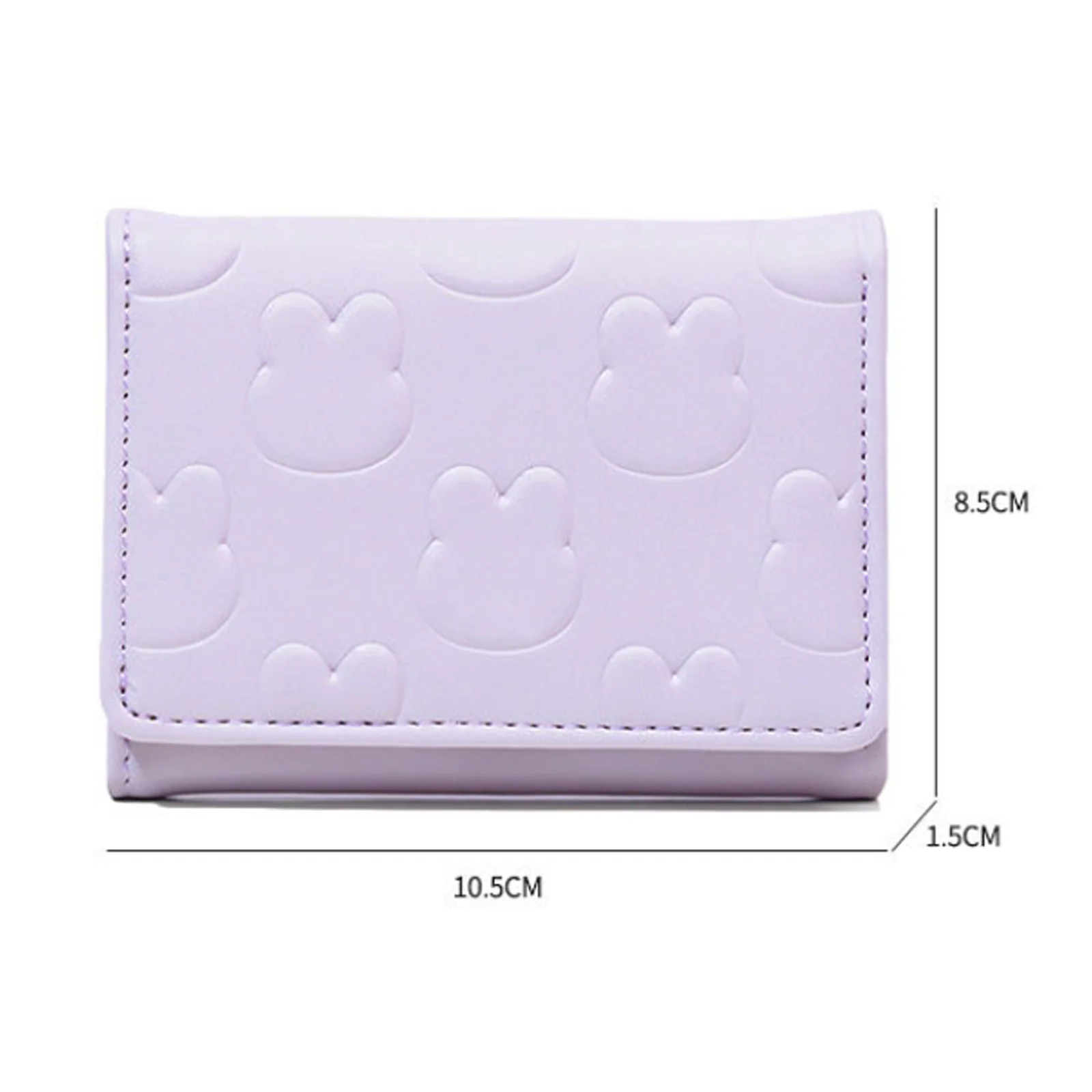 Women's Short Cute Cartoon Wallet Love Imprinted PU Leather Short Coin Wallet Three Fold Multi-card Slot Card Bag Credit Card