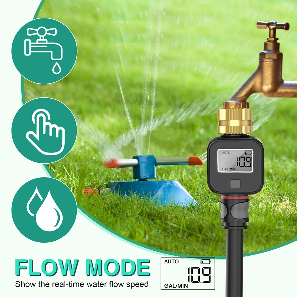 LCD Display Water Flowmeter Brass Inlet Outlet Water Flow Meter 0.1~99999L/GAL Accuracy Measure Consumption with 4 Modes