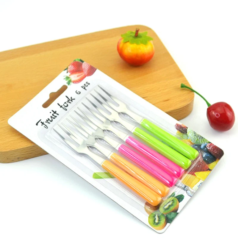 Fruit fork 6Pcs Stainless Steel Cake Dessert Forks Used For Party Restaurant