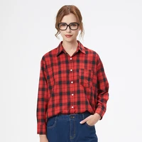 Fresh Flannel Plaid Shirt Women 2025 New Female Blouses and Tops Cotton Loose Long Sleeve Casual Shirts Fine Women's Clothes - Image 3