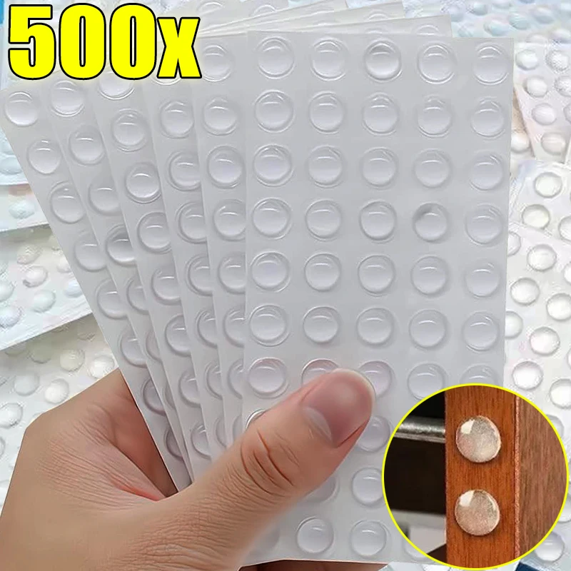 Self-Adhesive Silicone Door Stop Non-Slip Damper Cabinet Bumpers Silicone Furniture Dots Cushion Protective Pad 500/50pcs