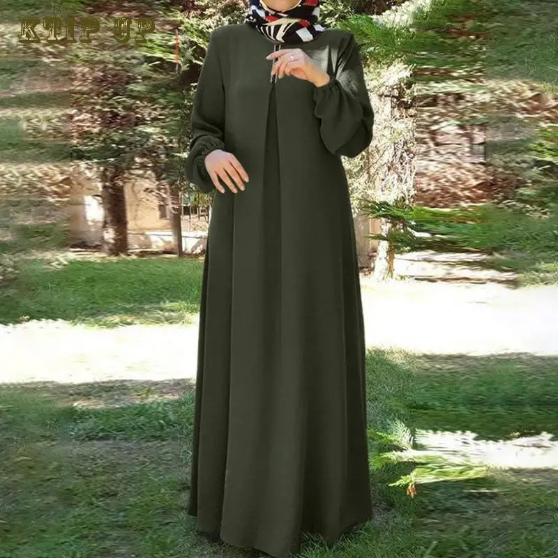 

Women's Moroccan Islam Dress, Round Neck Robe, Loose Sleeve, Muslim Apparel, Large Fashion, Spring and Autumn, New, Saudi Arabia