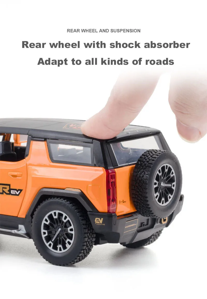 1:32 Gmc Hummer Ev Suv Alloy Car Model Diecasts Metal Off-Road Vehicles Sound Light Open And Closed Canopy Toy Model Kids Gift