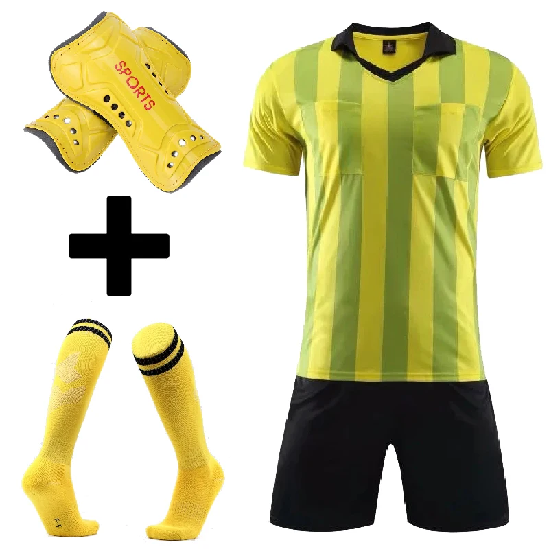 Mens referee soccer jerseys set survetement Football Kit judge football uniform tracksuits men's training football shirt set