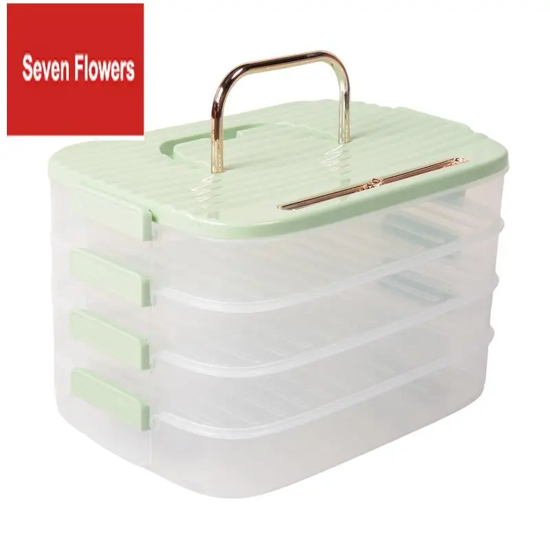 Dumpling Storage Box Refrigerator Freezer Box Food Grade Dumpling Freezer Kitchen Accessories Organizer Green